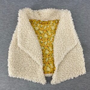 Happy Threads Cream Fuzzy Floral Lined Vest Toddler Girls‎ Size 2T